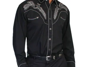 Men’s Boot Stitch Black embroidered Western Shirt