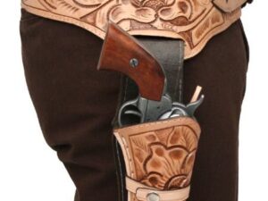 Natural Tooled Leather Single Western Gun Holster