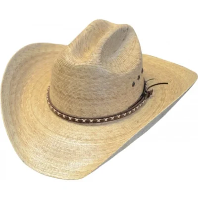 Adult Palma Verde Cattleman Straw Cowboy Hat <li>PALMA VERDE STRAW</li> <li>Cattleman crown</li> <li><strong>Brim =</strong> 4 inches</li> <li><strong>Crown =</strong>4-1/8 inches</li> •