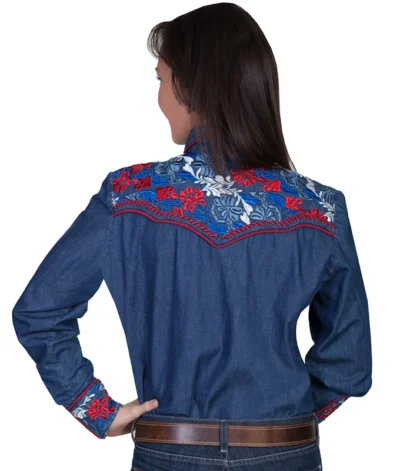 womens red white blue patriotic cowboy shirt