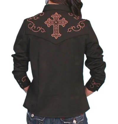 Women's western cross black western shirt