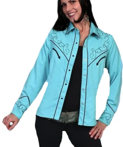 women's turquoise western cross shirt