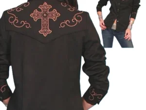 Women's western cross black western shirt