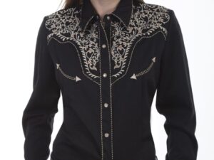 Scully Women’s Ivy Embroidered Black Western Shirt
