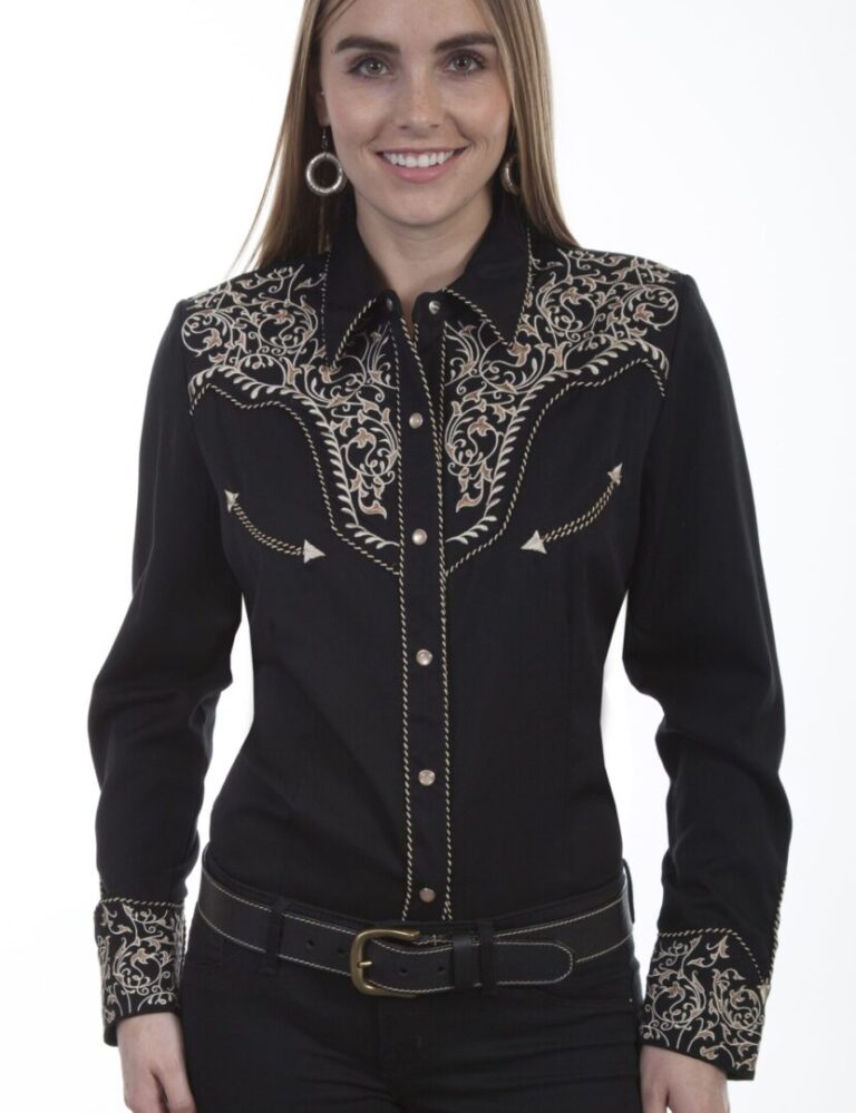 Scully Women’s Ivy Embroidered Black Western Shirt