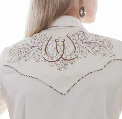 Scully womens horseshoe embroidered rhinestone Western Shirt