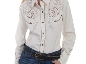 Scully womens horseshoe embroidered rhinestone Western Shirt