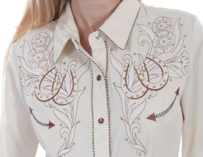 Scully womens horseshoe embroidered rhinestone Western Shirt