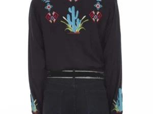 women's desert cactus embroidered rhinestone Western Shirt