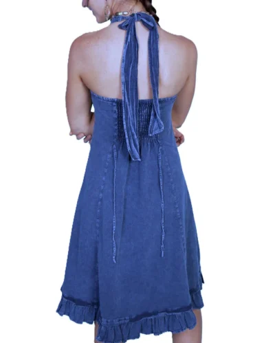 Womens Peruvian Cotton denim Western Halter Dress