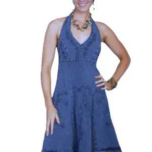 Womens Peruvian Cotton denim Western Halter Dress