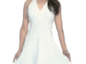 Womens Peruvian White Cotton Western Halter Dress