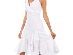 Scully Womens V Neck Peruvian Ruffled Halter Dress