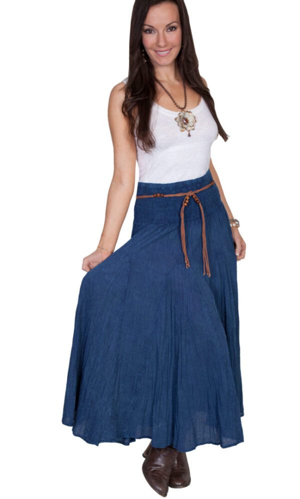 Scully Womens Blue Denim Full Length Western Skirt
