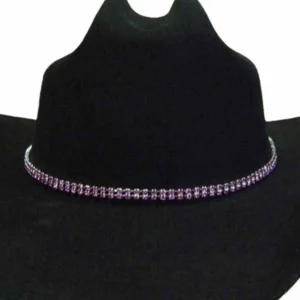 Purple Rhinestone Cowboy Hat Band - 2 Rows - Adjustable