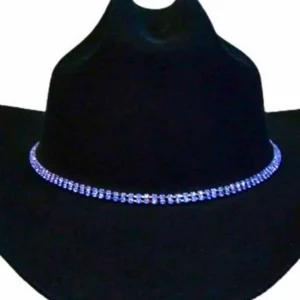 Blue Rhinestone Cowboy Hat Band - 2 Rows - Adjustable