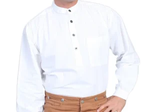 Men's Scully White Sheared pull over banded collar shirt