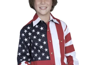 USA flag stars and stripes embroidered kids shirt