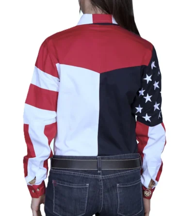 USA flag stars and stripes embroidered shirt