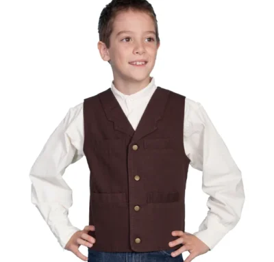 KIDS 1800's Canvas lapel vest 100% Cotton •