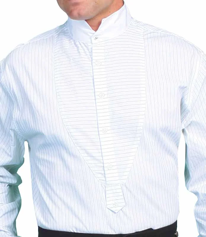 Scully Men's Tombstone Shirt - White Stripe Insert Bib Stand Up Collar 2 Scully Men's Tombstone Shirt - White Stripe Insert Bib Stand Up Collar