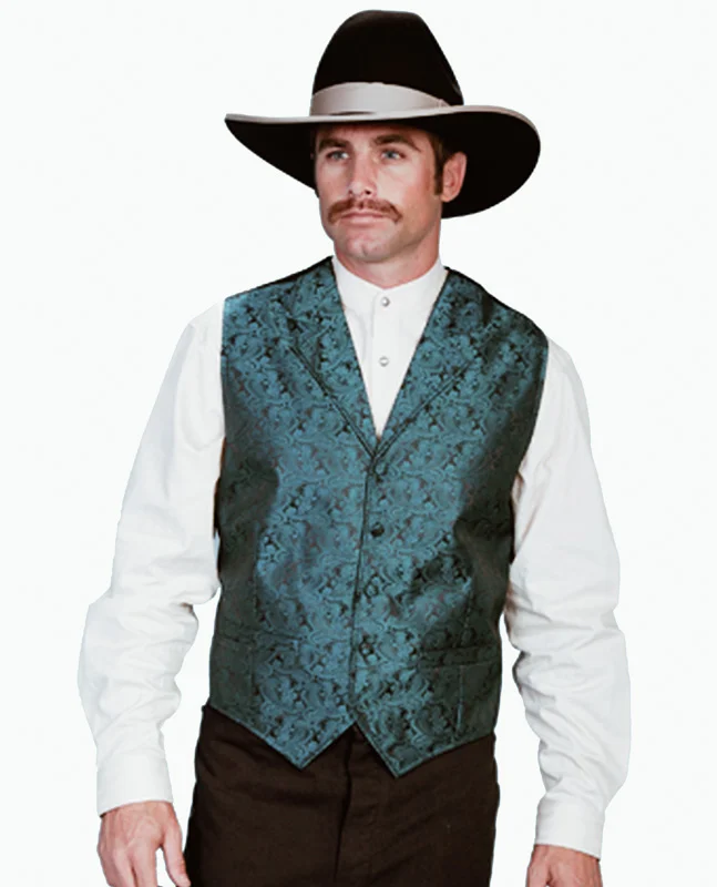 Mens teal dress western vests