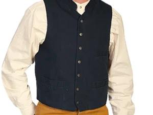 Scully Mens Cotton Canvas Black western Banded Collar vest