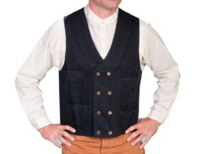 Scully Mens Black Double Breasted Canvas Lapel Vest