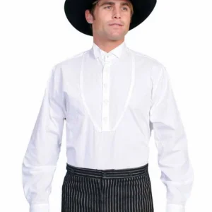 Scully Men's White Wing Tip Banded Collar Shirt