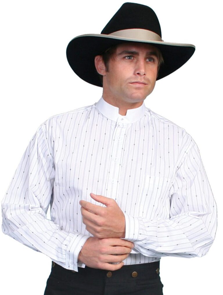 Tombstone White Banded Collar Pull Over Shirt
