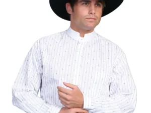 Tombstone White Banded Collar Pull Over Shirt