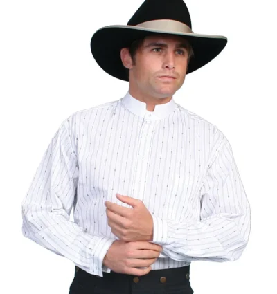 Tombstone White Banded Collar Pull Over Shirt