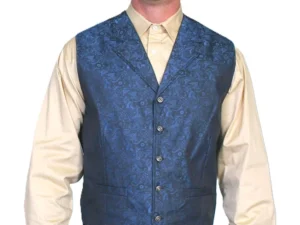 Scully Mens Classic old time Blue Lapel paisley vest