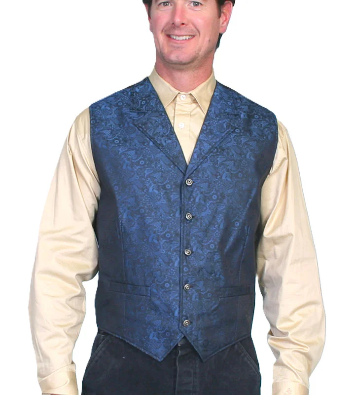 Scully Mens Classic old time Blue Lapel paisley vest