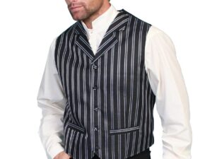 Scully Men Sophisticated Double Pinstripe Black western vest