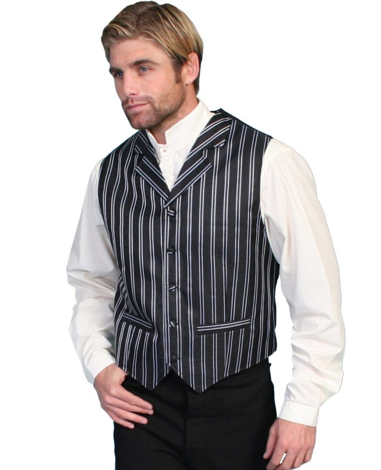 Scully Men Sophisticated Double Pinstripe Black western vest