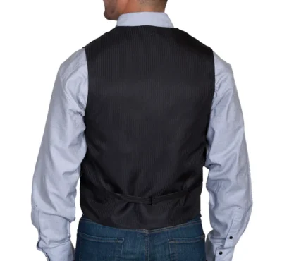 Scully Mens Sophisticated Double Pinstripe Black western vest.