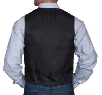 Mens Black Diamond Polyester Western Dress Vest