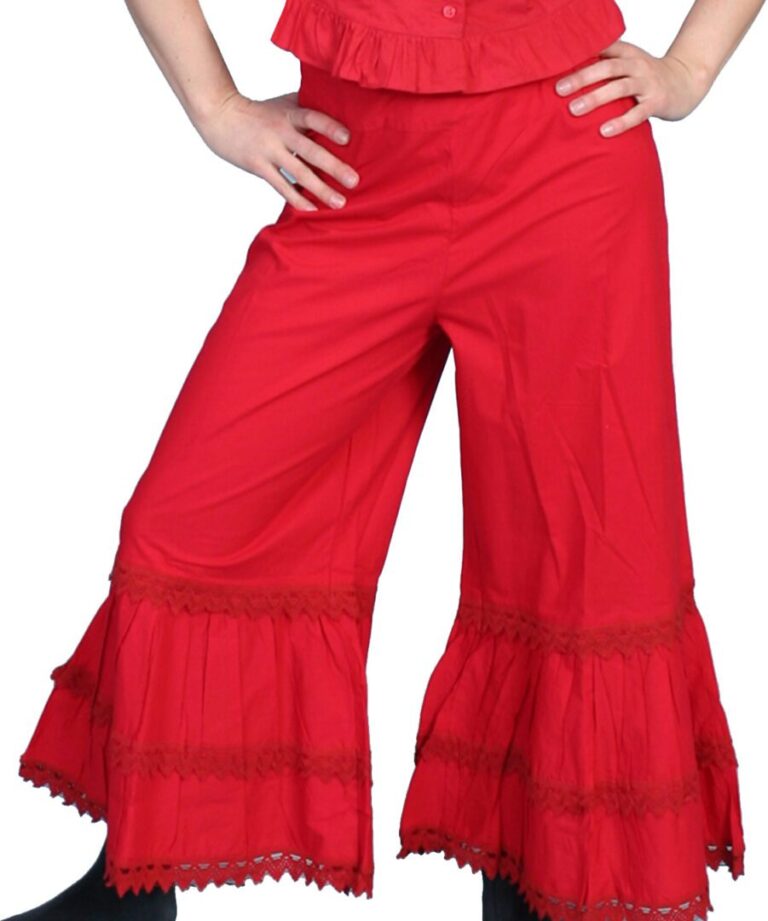 Womens Solid Red Cotton Bloomers