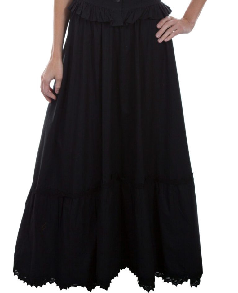 Scully Womens Prairie Black Cotton Petticoat Skirt