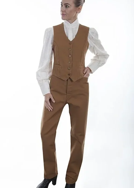 Scully Women's Tan canvas Saddle seat riding pants 12/14 4 Women's brown canvas frontier pants