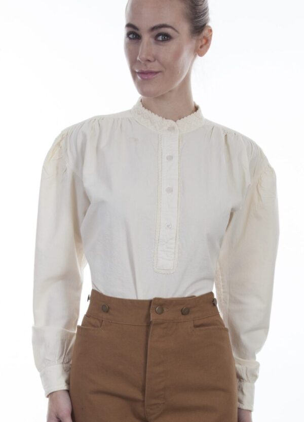 Womens Scully 1800s Collar Ivory Pullover Blouse