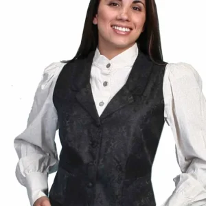 Womens Scully Black Paisley western vest