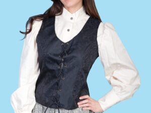 Womens Scully Black Paisley lace up victorian western vest