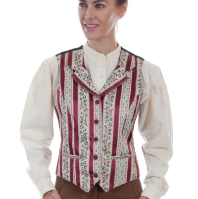 Women's Burgundy Barber Shop Classic Lapel Vest