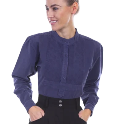Women's 1800s pullover Blue Denim Bib blouse