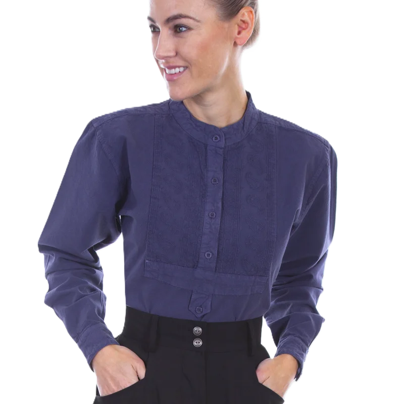 Women's 1800s pullover Blue Denim Bib blouse