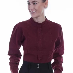 Scully Women's Paisley Bib Banded Collar Shirt