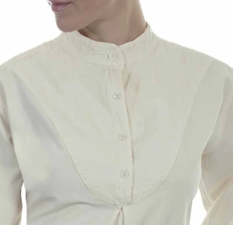 Scully Women's Old West Ivory Shirt - Paisley Embroidered Bib Blouse 3 Scully Women's Old West Ivory Shirt - Paisley Embroidered Bib Blouse