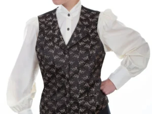 Womens Scully Victorian Steampunk Brown Floral Lapel Vest